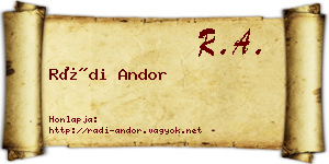 Rádi Andor névjegykártya