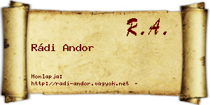 Rádi Andor névjegykártya
